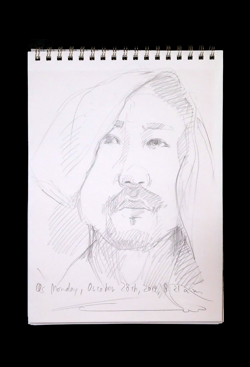 Contemporary artist SHINTAKU Tomoni's 2019/10/28 Self-portrait or pencil drawing