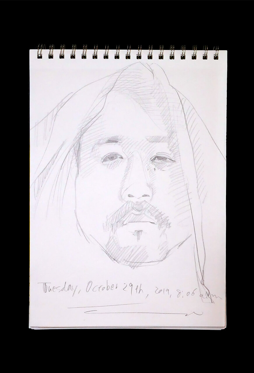 Contemporary artist SHINTAKU Tomoni's 2019/10/29 Self-portrait or pencil drawing
