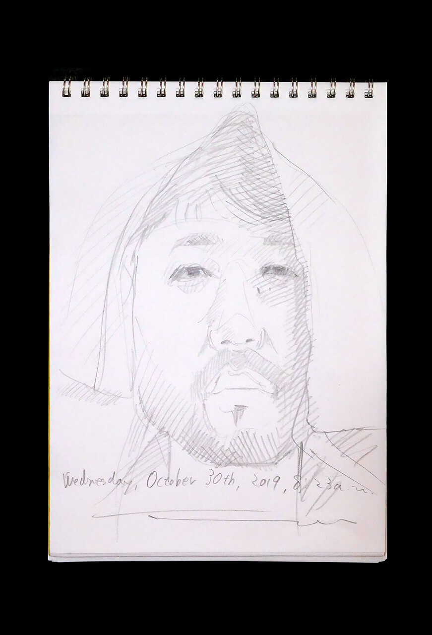 Contemporary artist SHINTAKU Tomoni's 2019/10/30 Self-portrait or pencil drawing