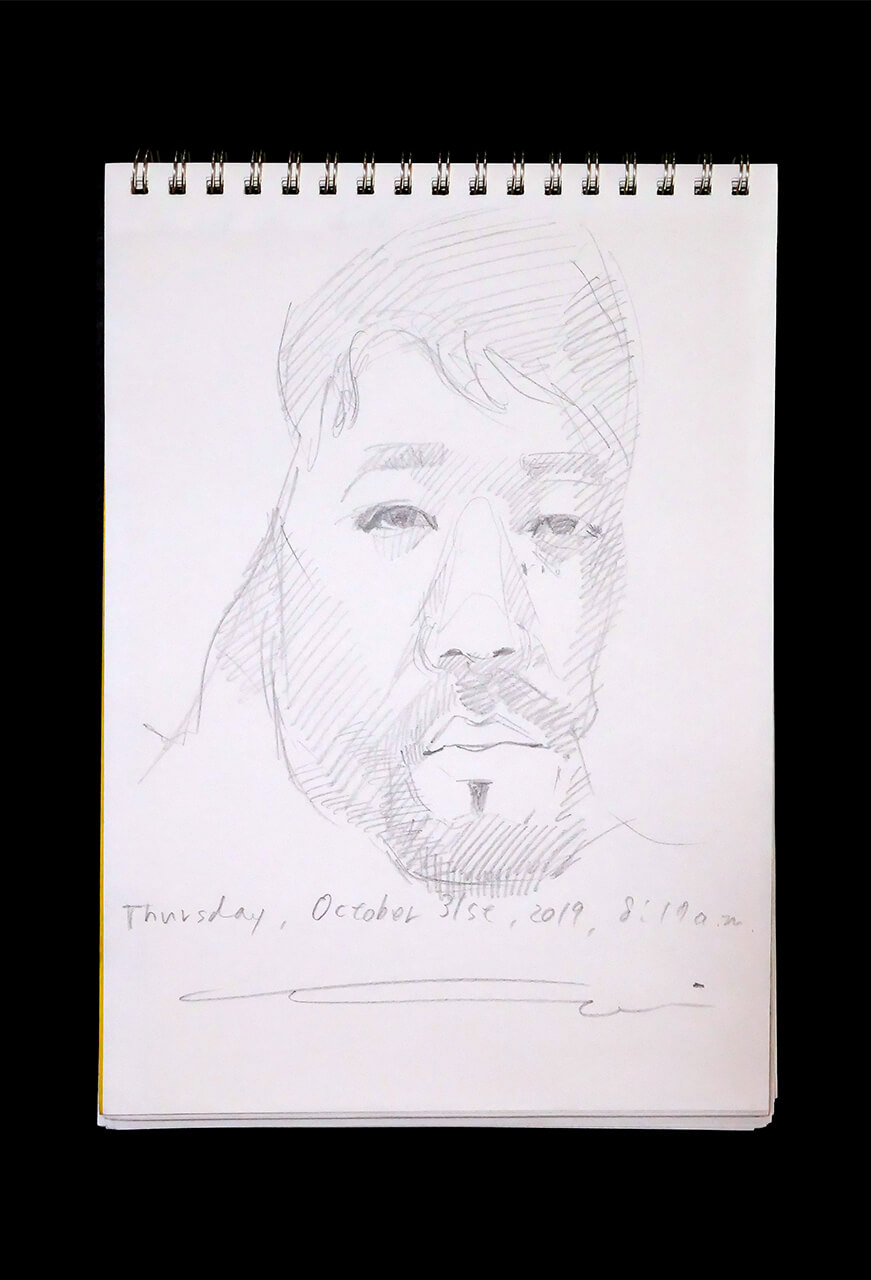 Contemporary artist SHINTAKU Tomoni's 2019/10/31 Self-portrait or pencil drawing