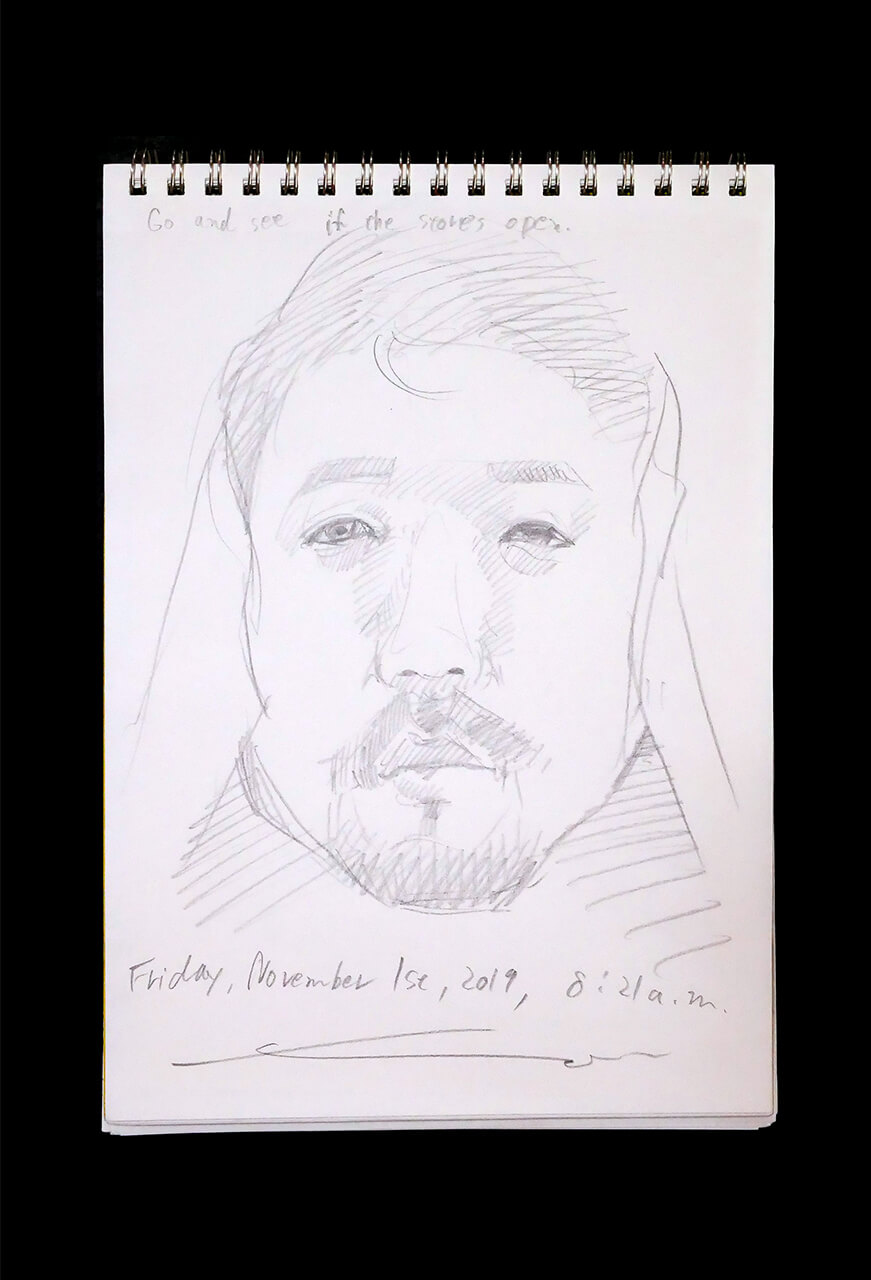 Contemporary artist SHINTAKU Tomoni's 2019/11/1 Self-portrait or pencil drawing