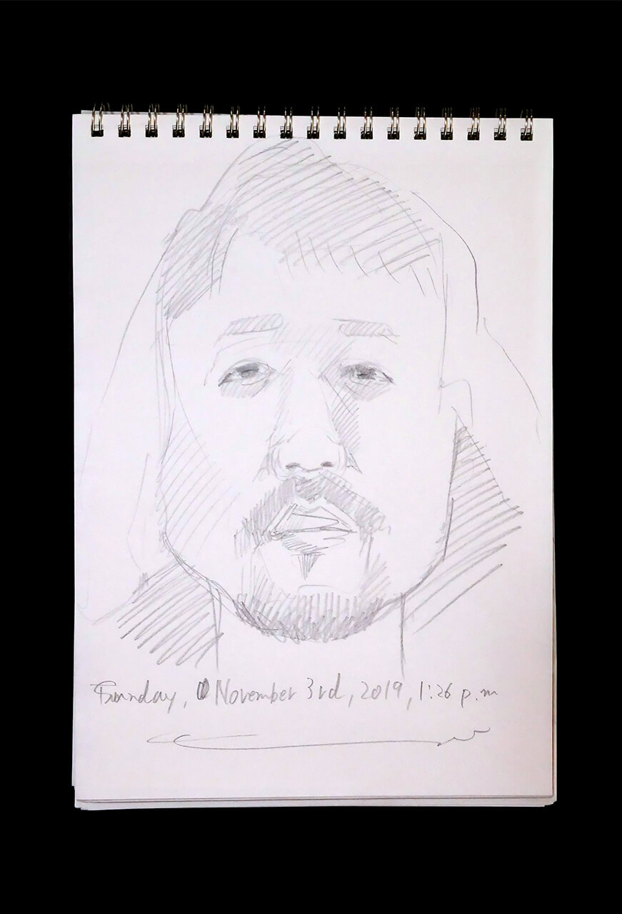Contemporary artist SHINTAKU Tomoni's 2019/11/3 Self-portrait or pencil drawing