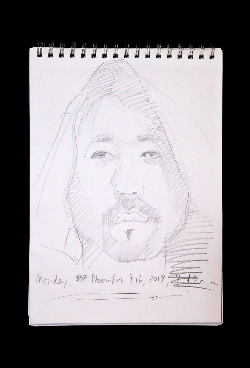 Contemporary artist SHINTAKU Tomoni's 2019/11/4 Self-portrait or pencil drawing