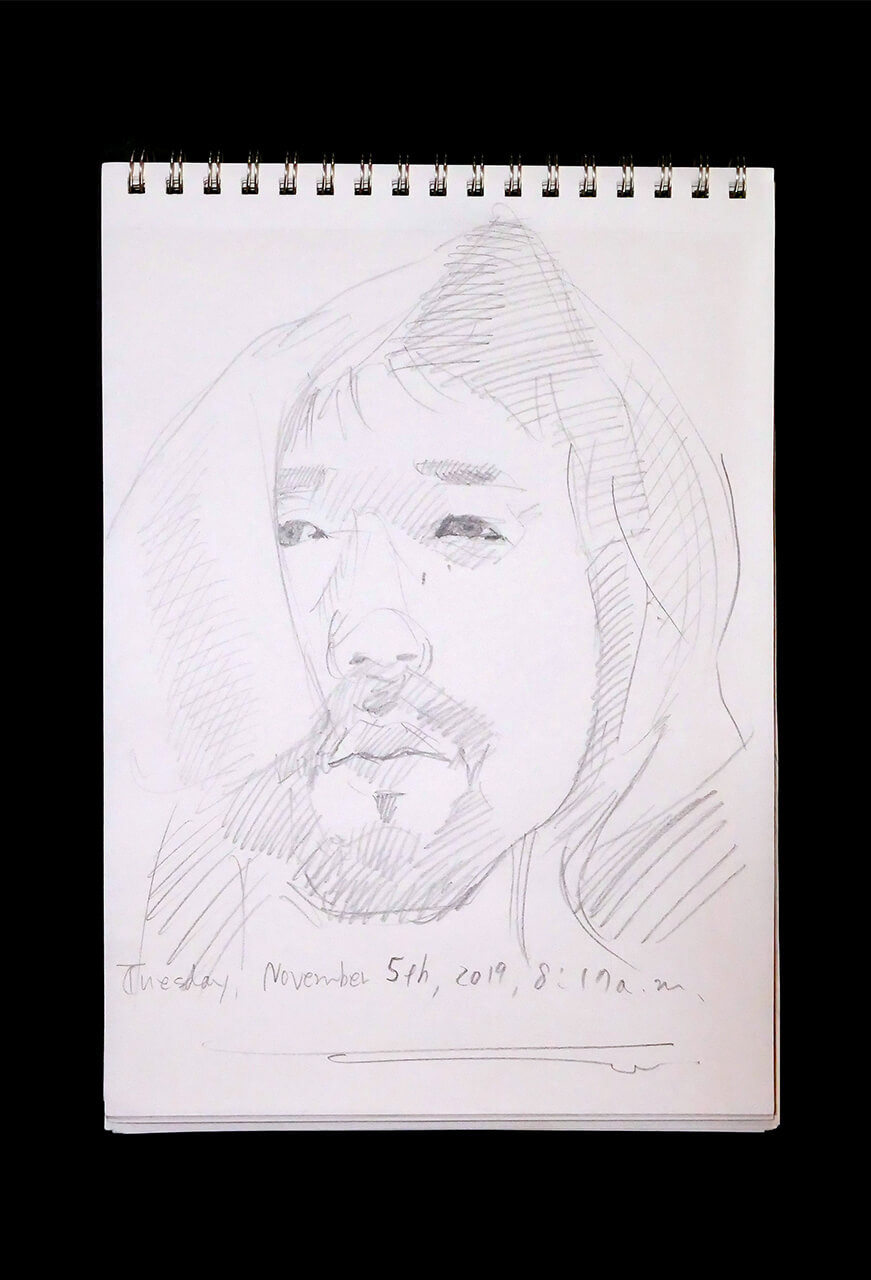 Contemporary artist SHINTAKU Tomoni's 2019/11/5 Self-portrait or pencil drawing