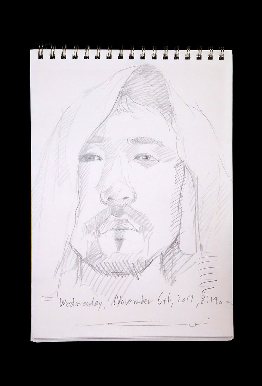 Contemporary artist SHINTAKU Tomoni's 2019/11/6 Self-portrait or pencil drawing
