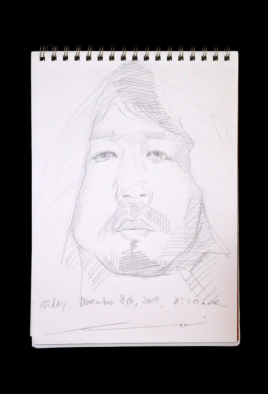 Contemporary artist SHINTAKU Tomoni's 2019/11/8 Self-portrait or pencil drawing