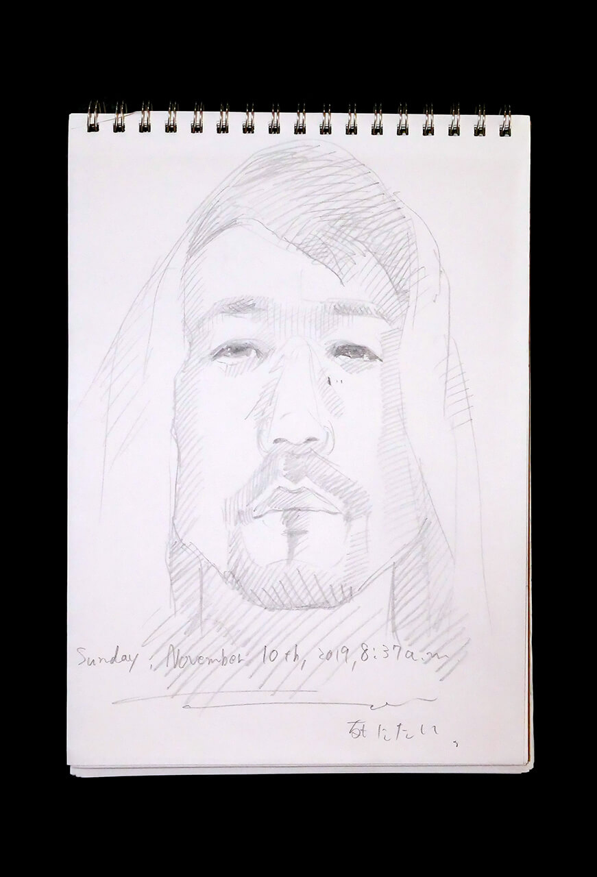 Contemporary artist SHINTAKU Tomoni's 2019/11/10 Self-portrait or pencil drawing
