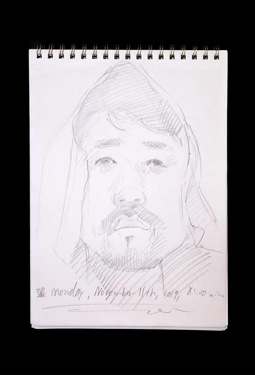 Contemporary artist SHINTAKU Tomoni's 2019/11/11 Self-portrait or pencil drawing