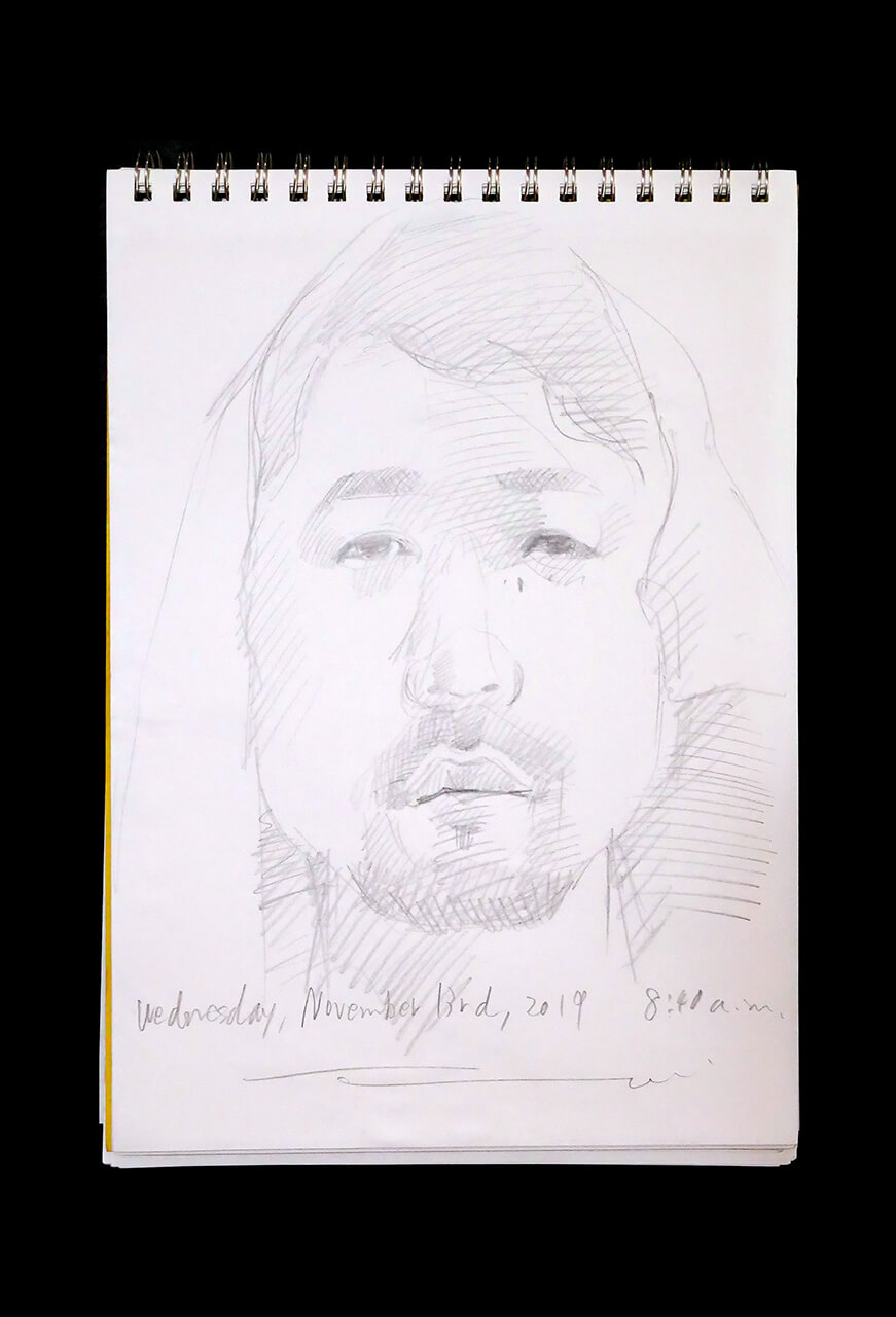 Contemporary artist SHINTAKU Tomoni's 2019/11/13 Self-portrait or pencil drawing
