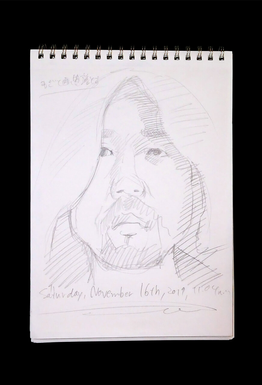 Contemporary artist SHINTAKU Tomoni's 2019/11/16 Self-portrait or pencil drawing