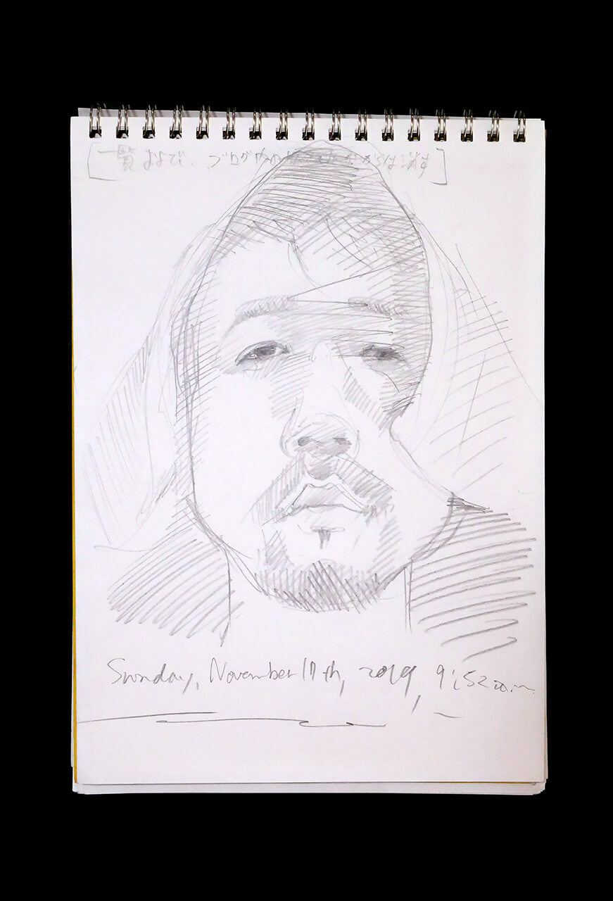 Contemporary artist SHINTAKU Tomoni's 2019/11/17 Self-portrait or pencil drawing