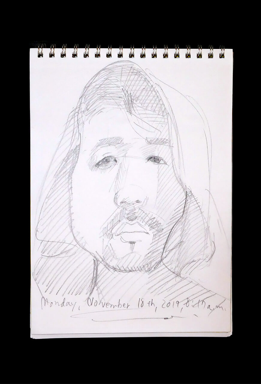 Contemporary artist SHINTAKU Tomoni's 2019/11/18 Self-portrait or pencil drawing