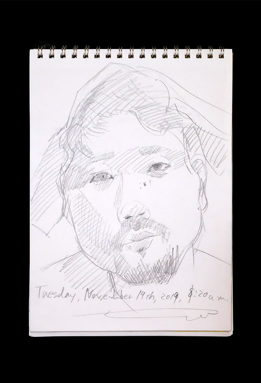 Contemporary artist SHINTAKU Tomoni's 2019/11/19 Self-portrait or pencil drawing