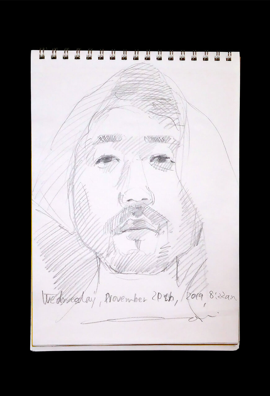 Contemporary artist SHINTAKU Tomoni's 2019/11/20 Self-portrait or pencil drawing