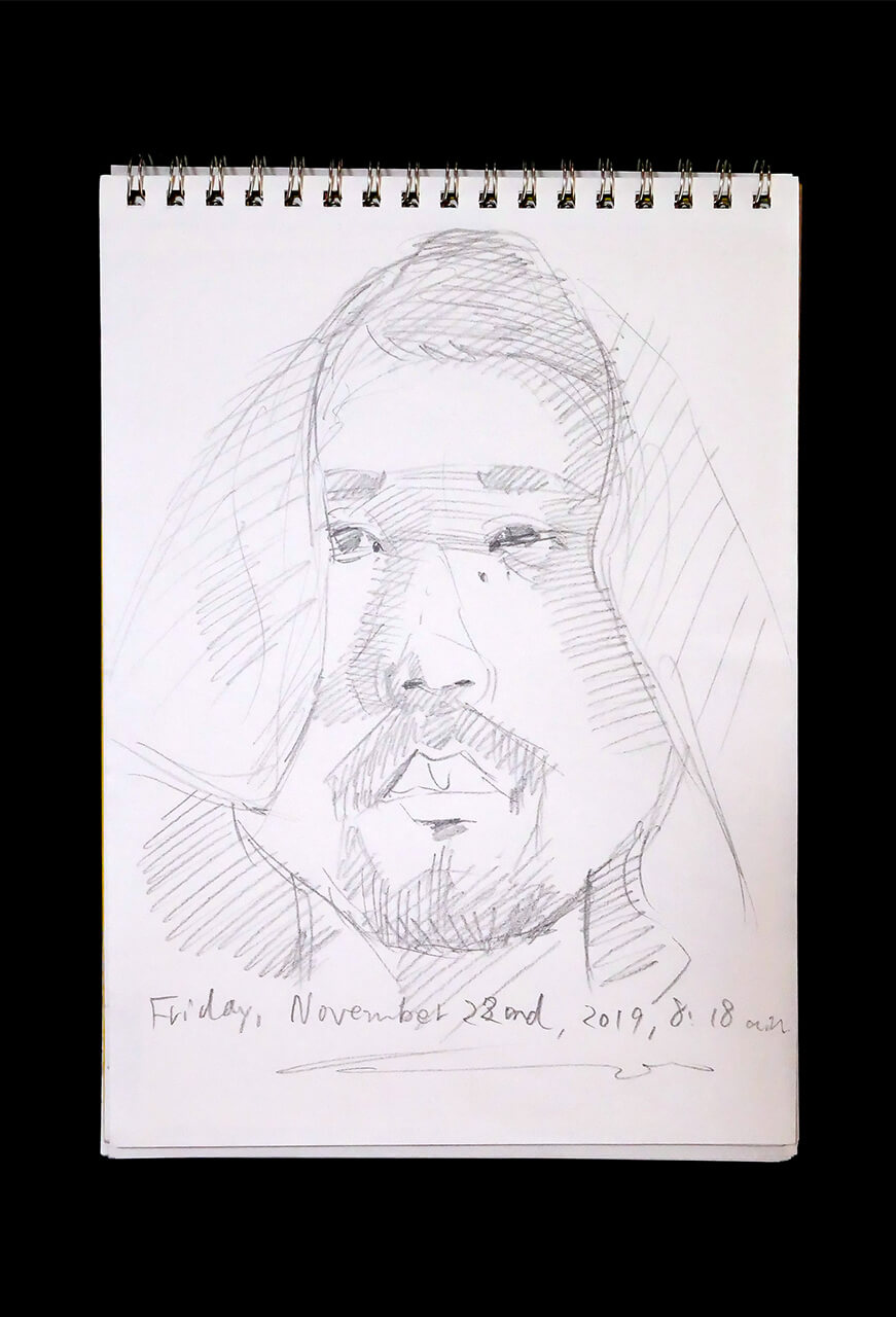 Contemporary artist SHINTAKU Tomoni's 2019/11/22 Self-portrait or pencil drawing
