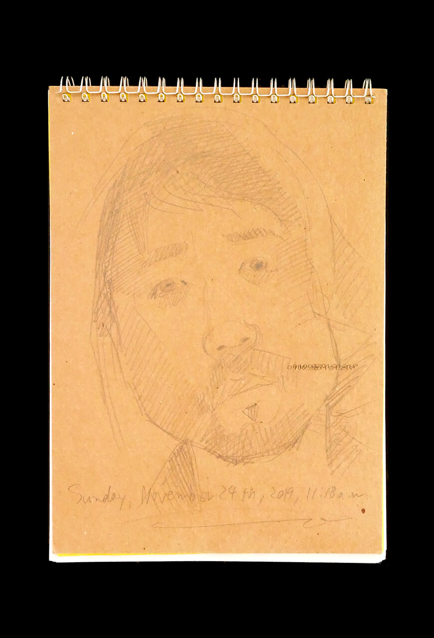 Contemporary artist SHINTAKU Tomoni's 2019/11/24 Self-portrait or pencil drawing