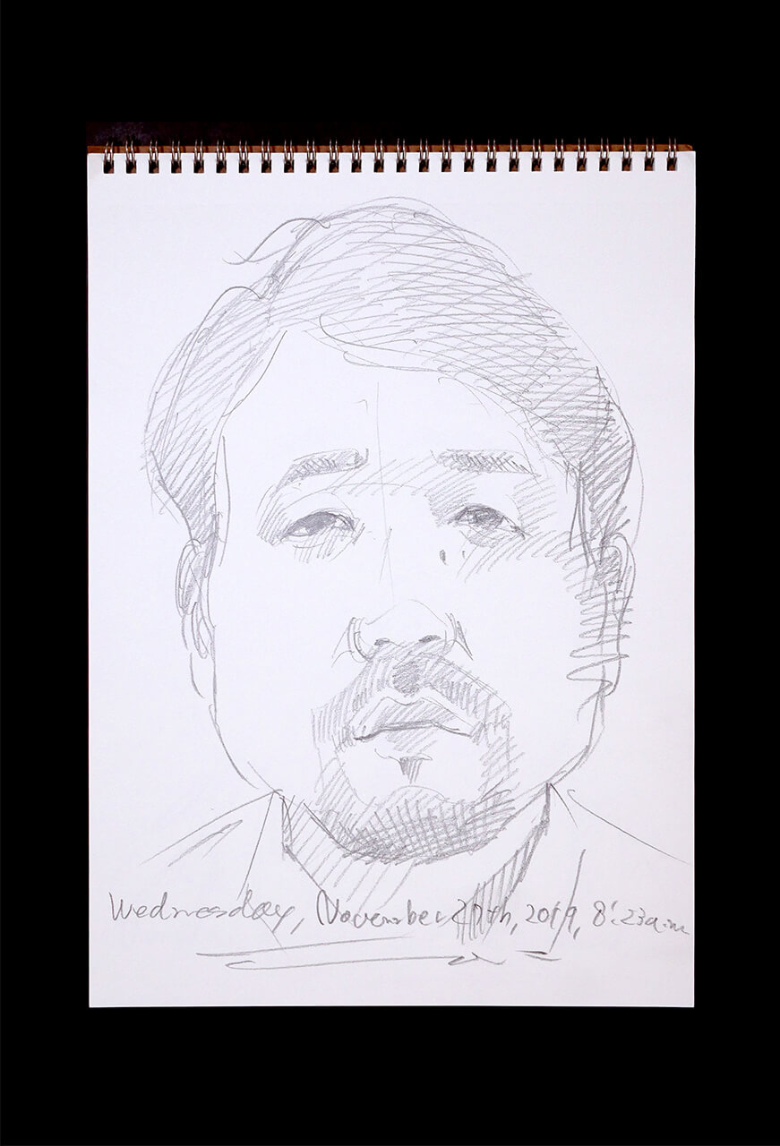 Contemporary artist SHINTAKU Tomoni's 2019/11/27 Self-portrait or pencil drawing