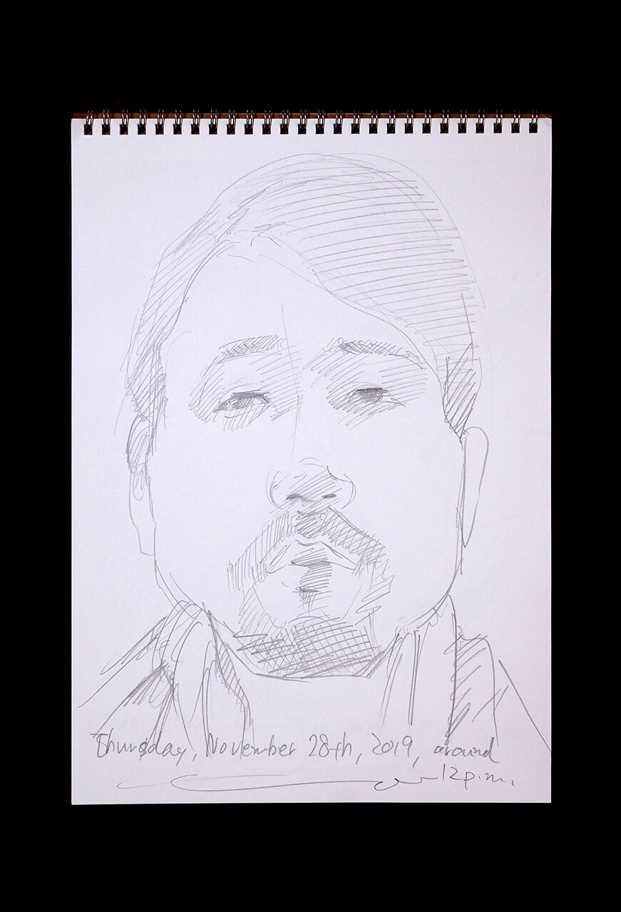 Contemporary artist SHINTAKU Tomoni's 2019/11/28 Self-portrait or pencil drawing