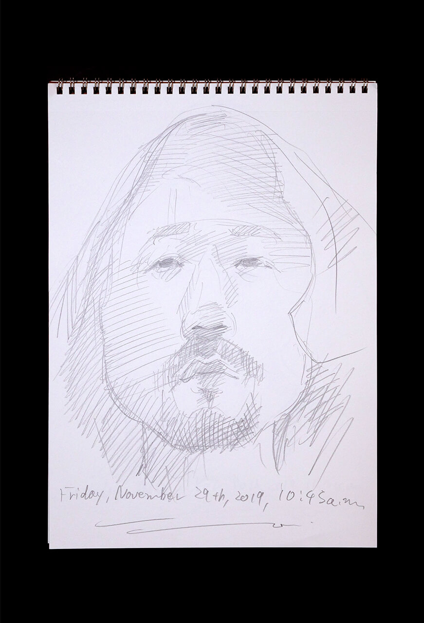 Contemporary artist SHINTAKU Tomoni's 2019/11/29 Self-portrait or pencil drawing