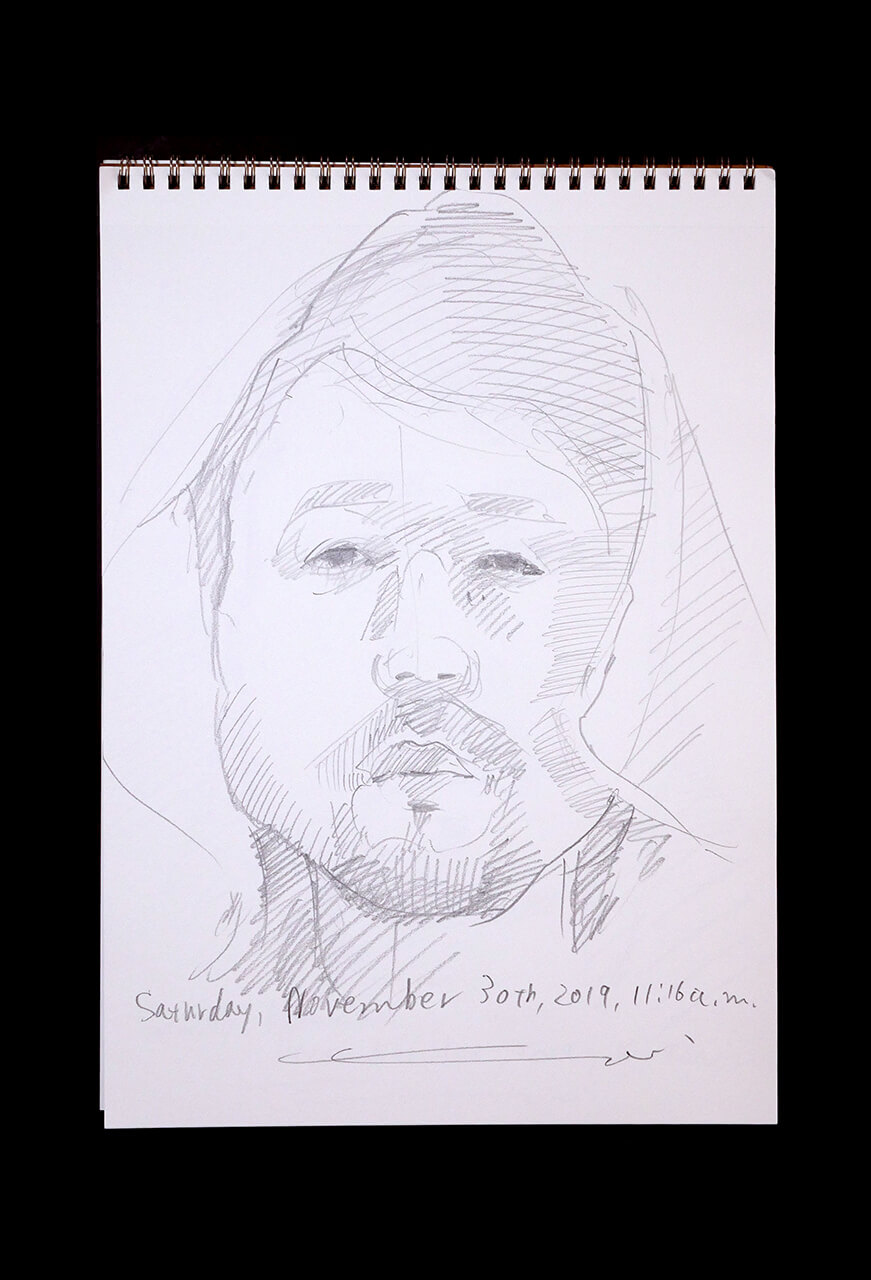 Contemporary artist SHINTAKU Tomoni's 2019/11/30 Self-portrait or pencil drawing