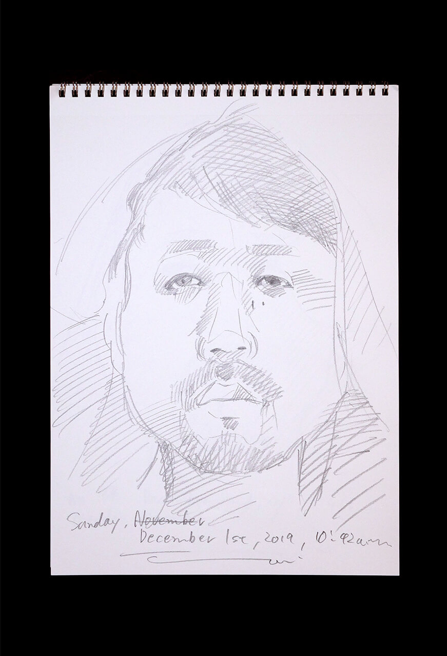 Contemporary artist SHINTAKU Tomoni's 2019/12/1 Self-portrait or pencil drawing
