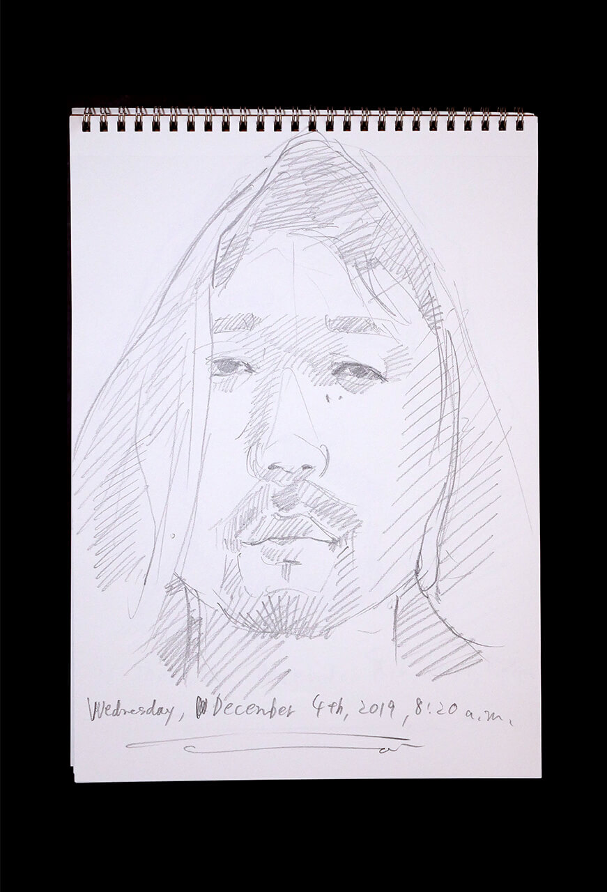 Contemporary artist SHINTAKU Tomoni's 2019/12/4 Self-portrait or pencil drawing