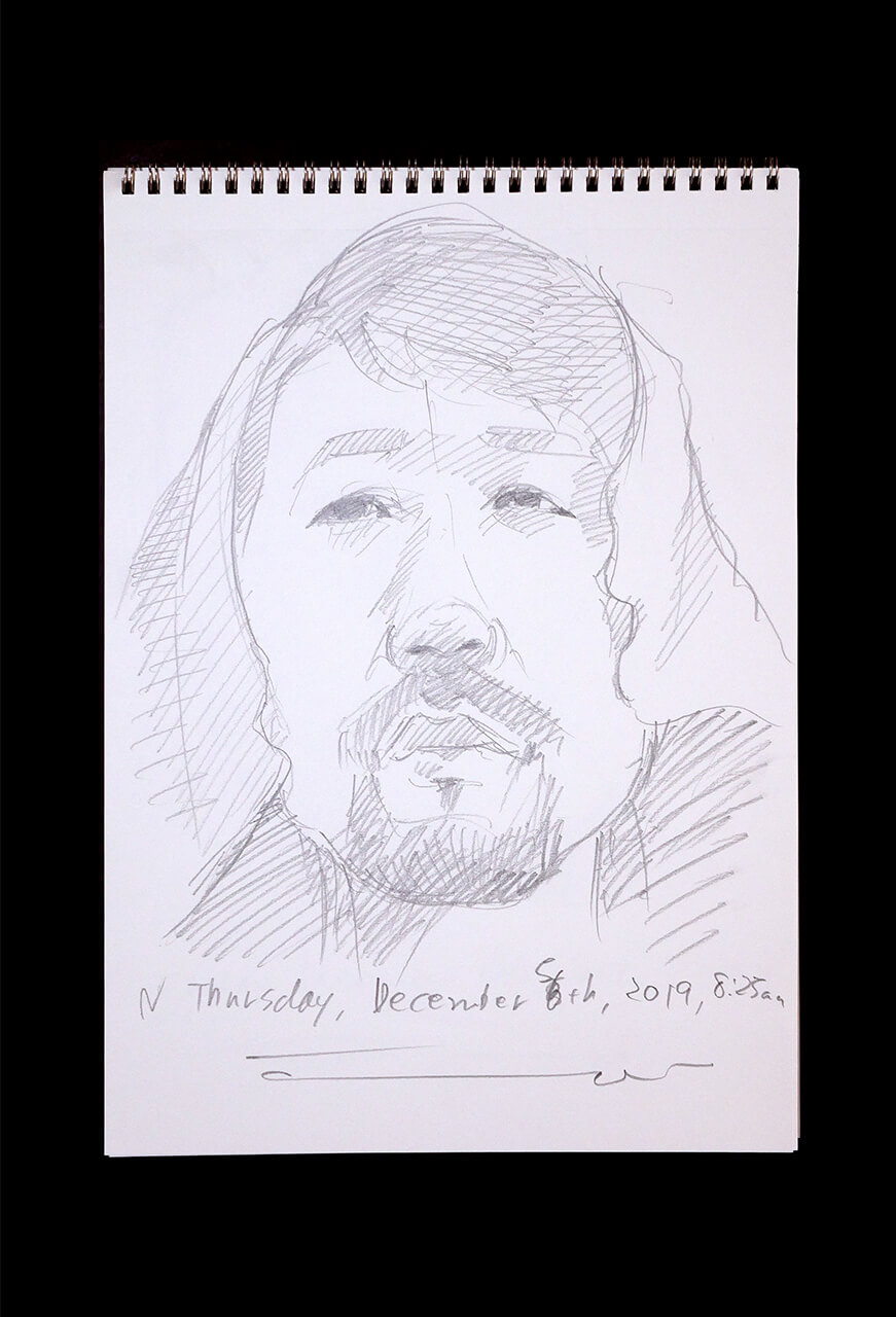 Contemporary artist SHINTAKU Tomoni's 2019/12/5 Self-portrait or pencil drawing