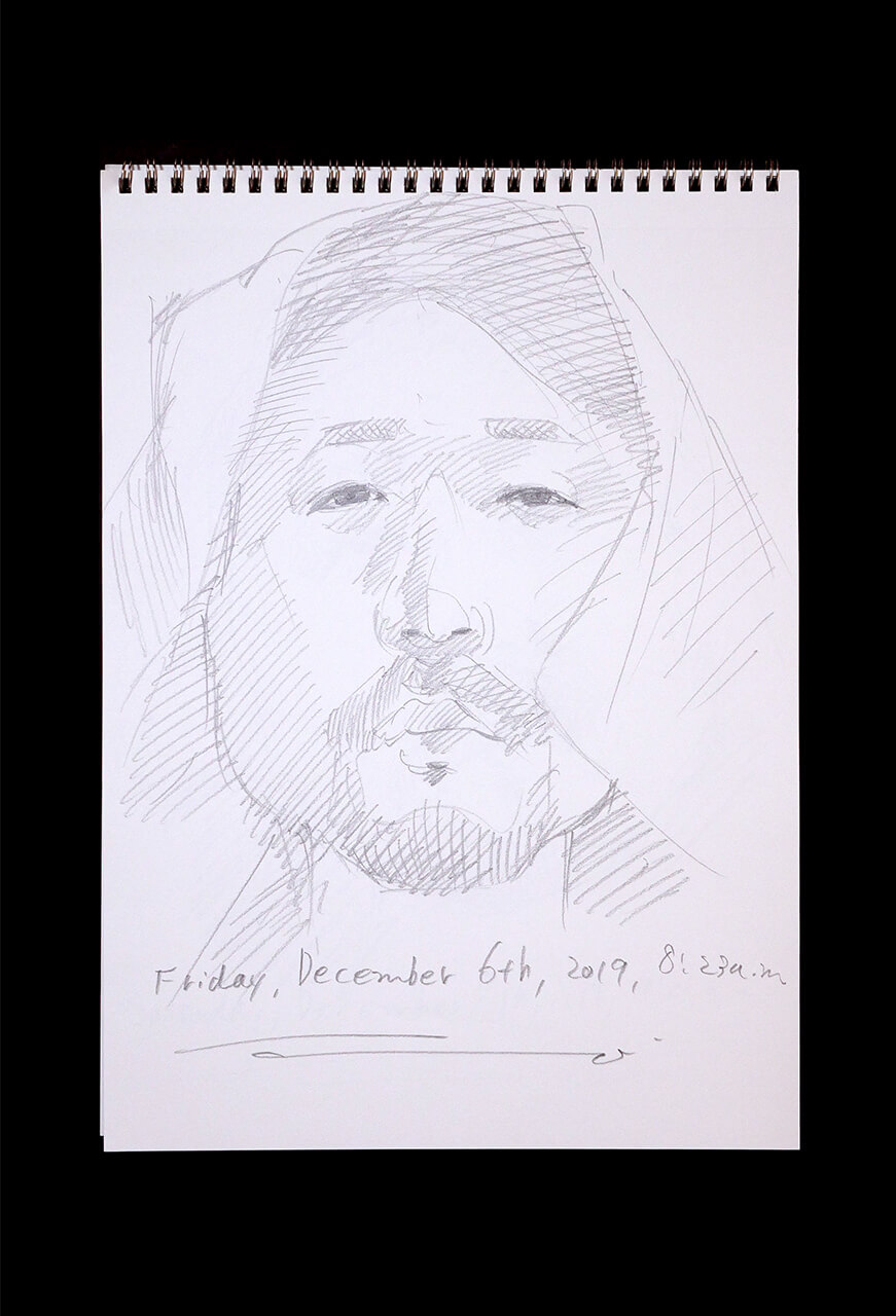 Contemporary artist SHINTAKU Tomoni's 2019/12/6 Self-portrait or pencil drawing