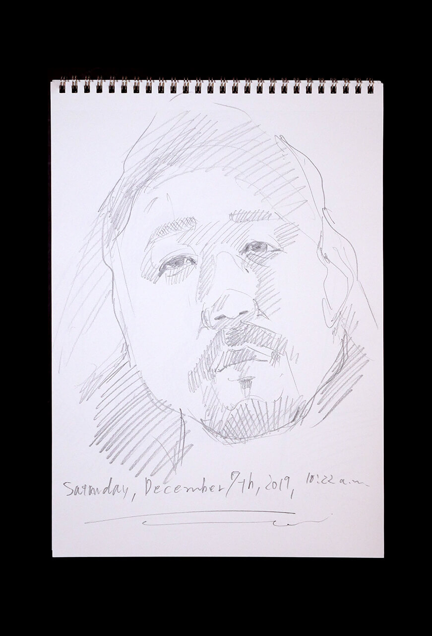 Contemporary artist SHINTAKU Tomoni's 2019/12/7 Self-portrait or pencil drawing