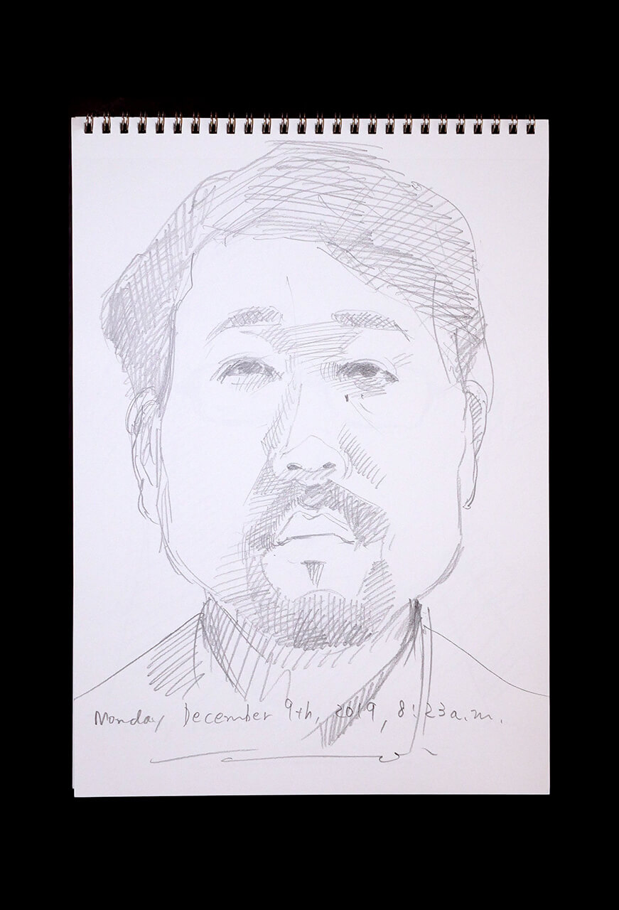 Contemporary artist SHINTAKU Tomoni's 2019/12/9 Self-portrait or pencil drawing