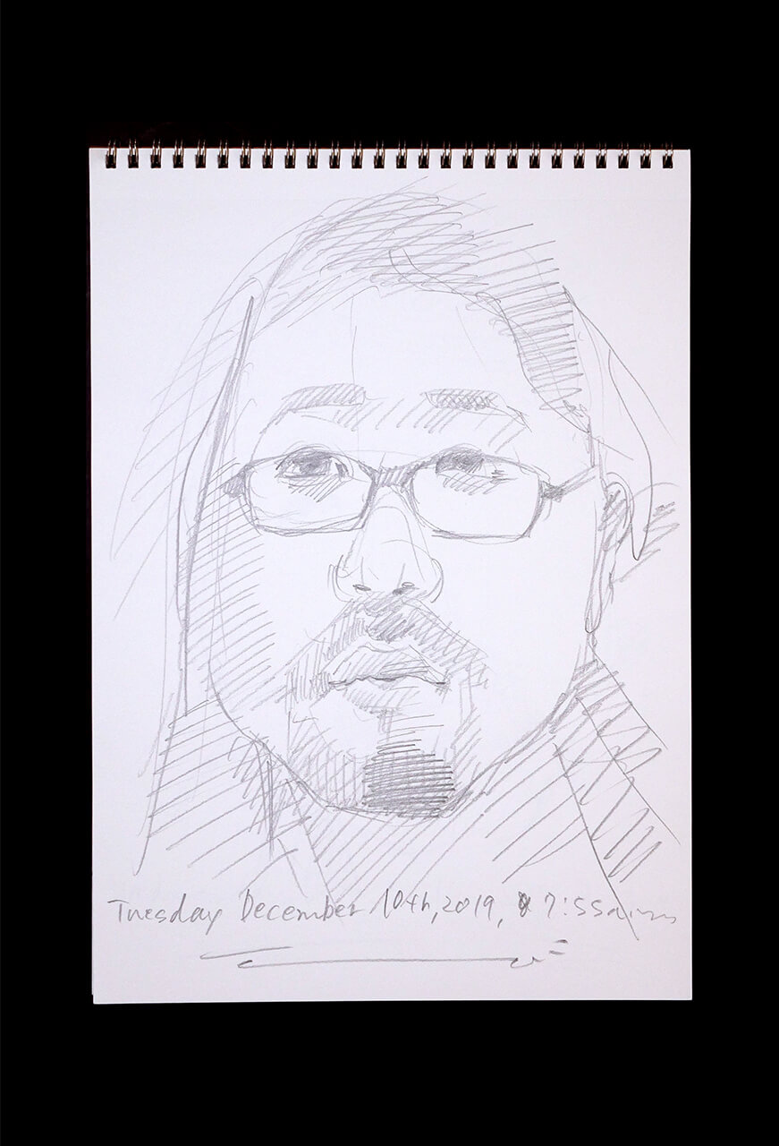Contemporary artist SHINTAKU Tomoni's 2019/12/10 Self-portrait or pencil drawing