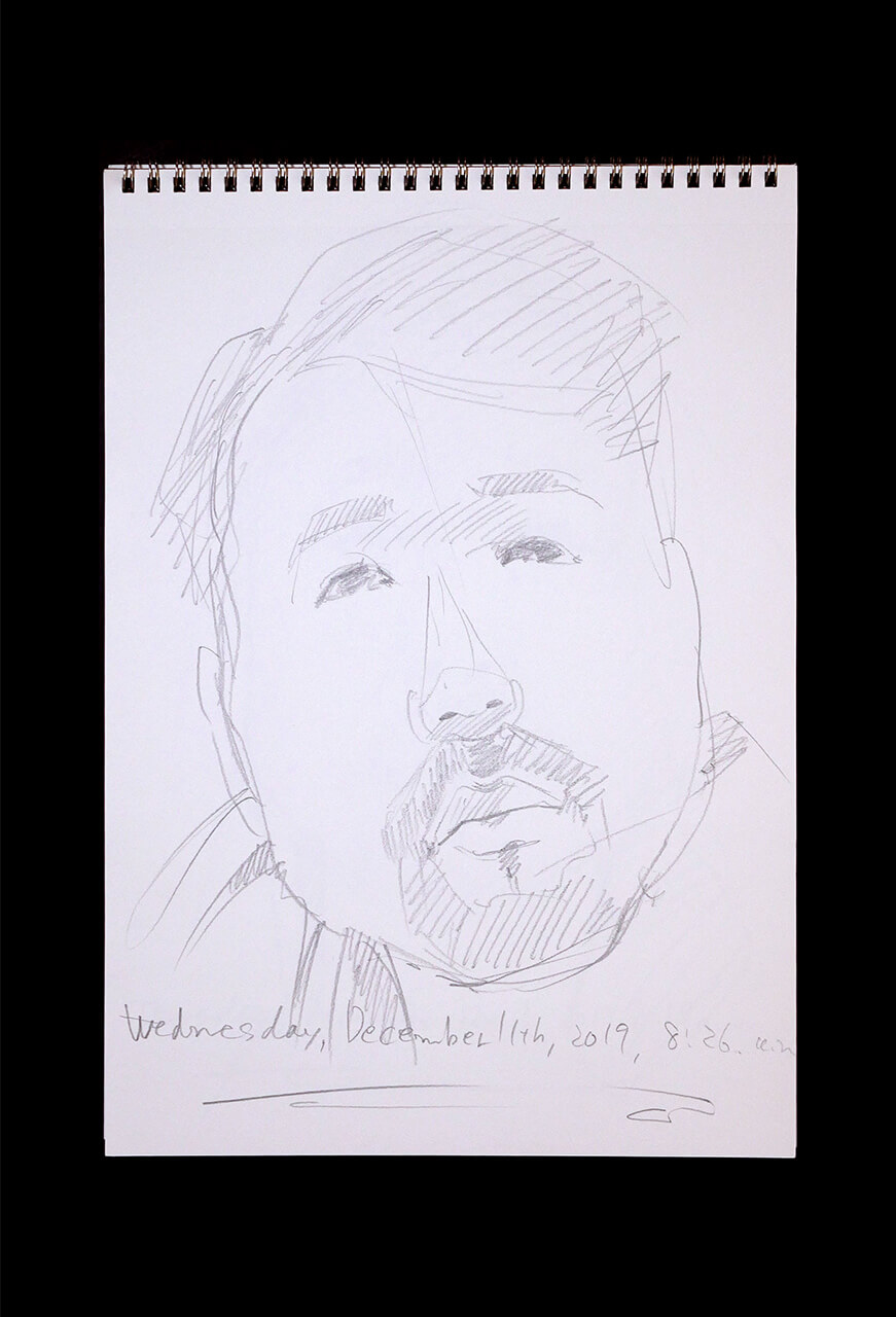 Contemporary artist SHINTAKU Tomoni's 2019/12/11 Self-portrait or pencil drawing