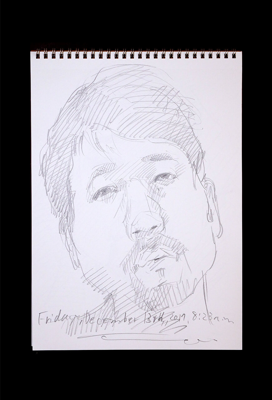 Contemporary artist SHINTAKU Tomoni's 2019/12/13 Self-portrait or pencil drawing