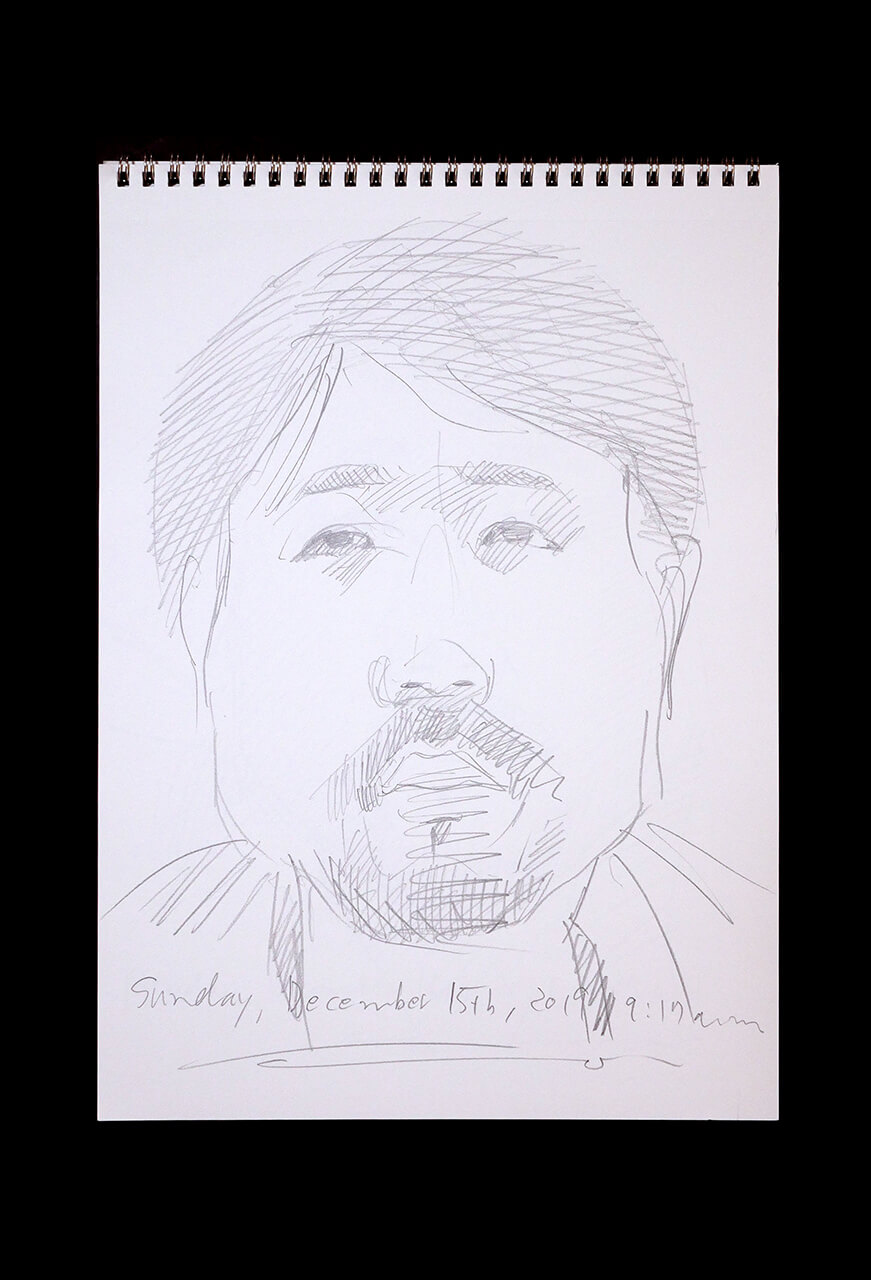 Contemporary artist SHINTAKU Tomoni's 2019/12/15 Self-portrait or pencil drawing