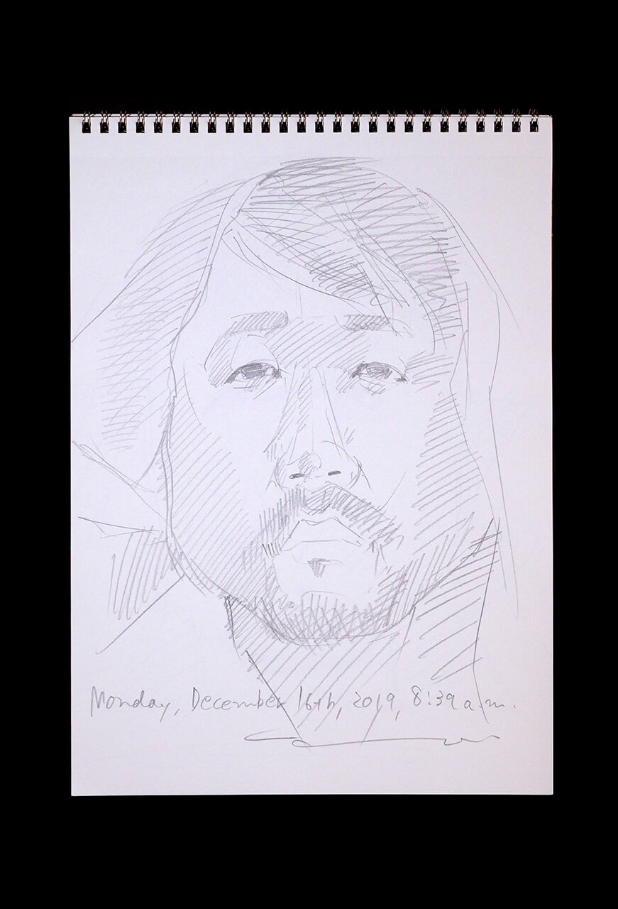 Contemporary artist SHINTAKU Tomoni's 2019/12/16 Self-portrait or pencil drawing
