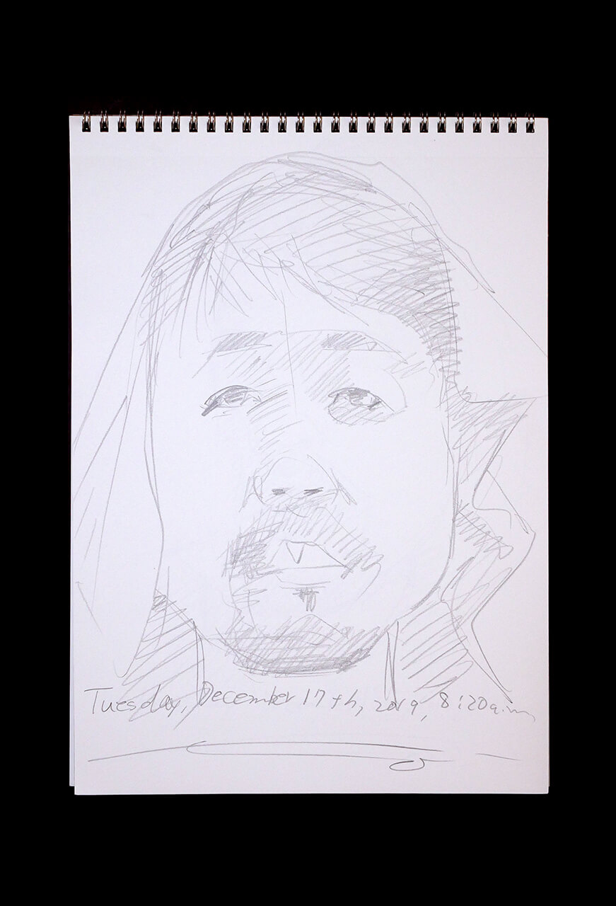 Contemporary artist SHINTAKU Tomoni's 2019/12/17 Self-portrait or pencil drawing