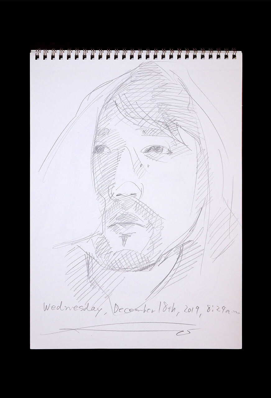 Contemporary artist SHINTAKU Tomoni's 2019/12/18 Self-portrait or pencil drawing