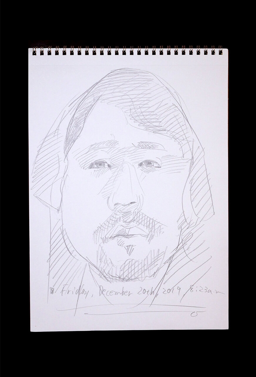 Contemporary artist SHINTAKU Tomoni's 2019/12/20 Self-portrait or pencil drawing