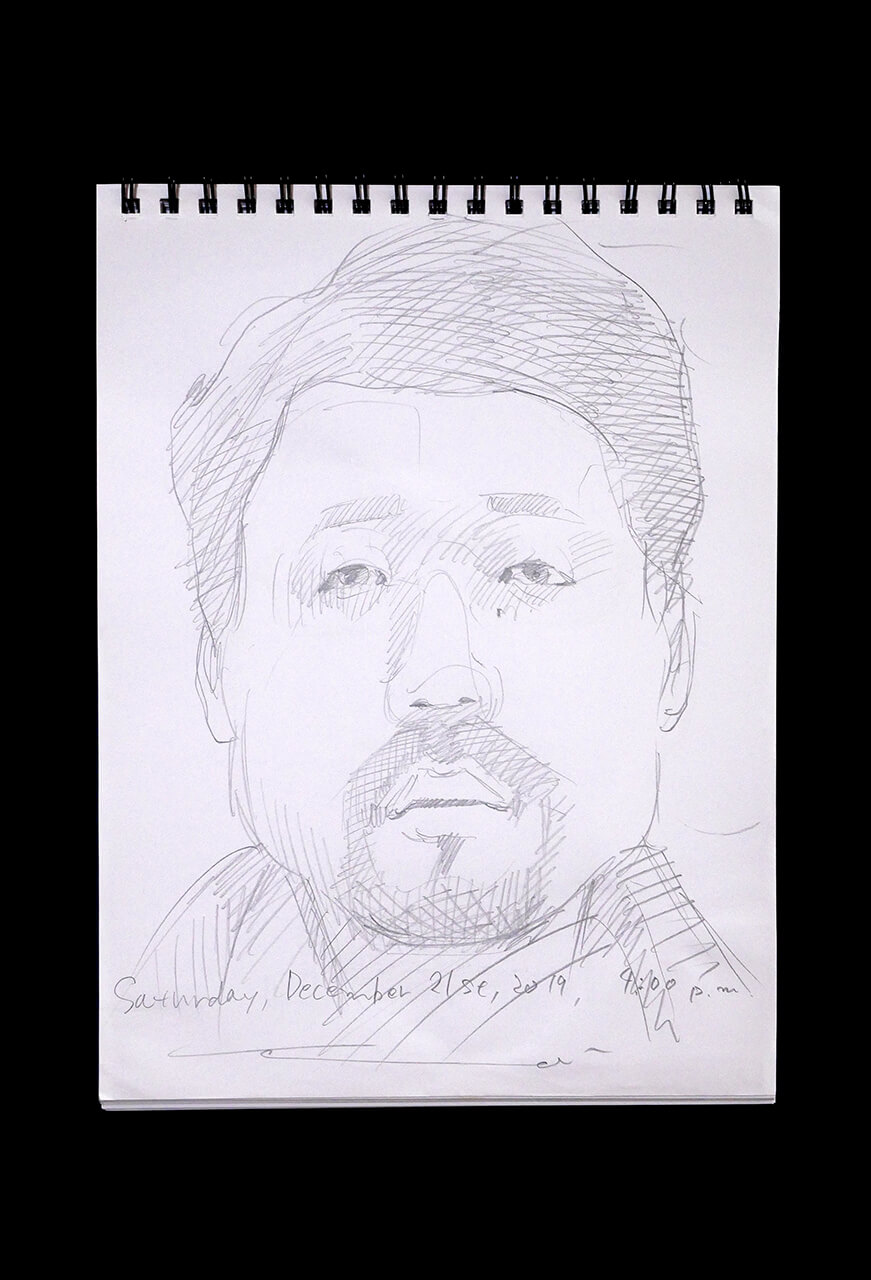 Contemporary artist SHINTAKU Tomoni's 2019/12/21 Self-portrait or pencil drawing