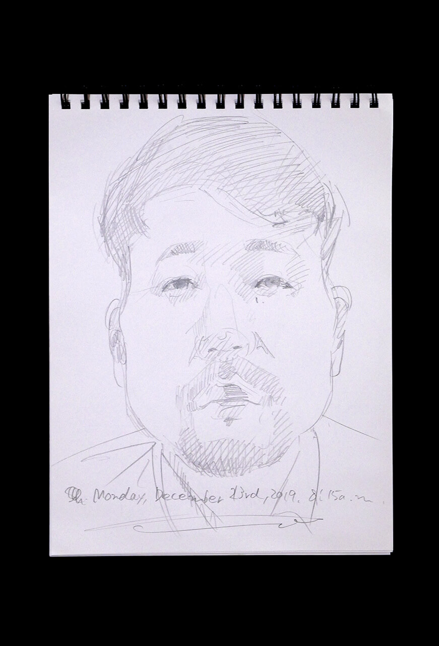Contemporary artist SHINTAKU Tomoni's 2019/12/23 Self-portrait or pencil drawing