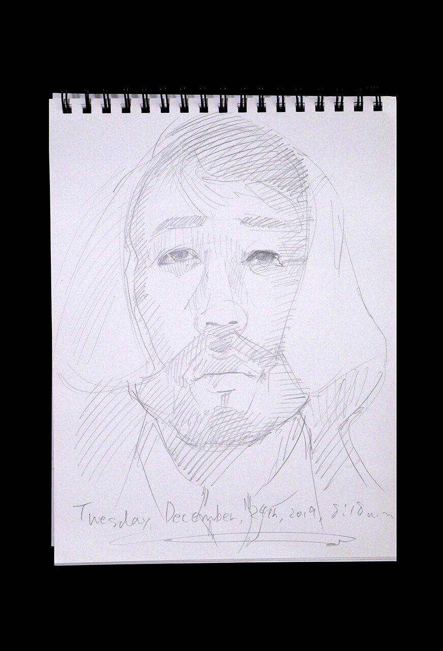 Contemporary artist SHINTAKU Tomoni's 2019/12/24 Self-portrait or pencil drawing