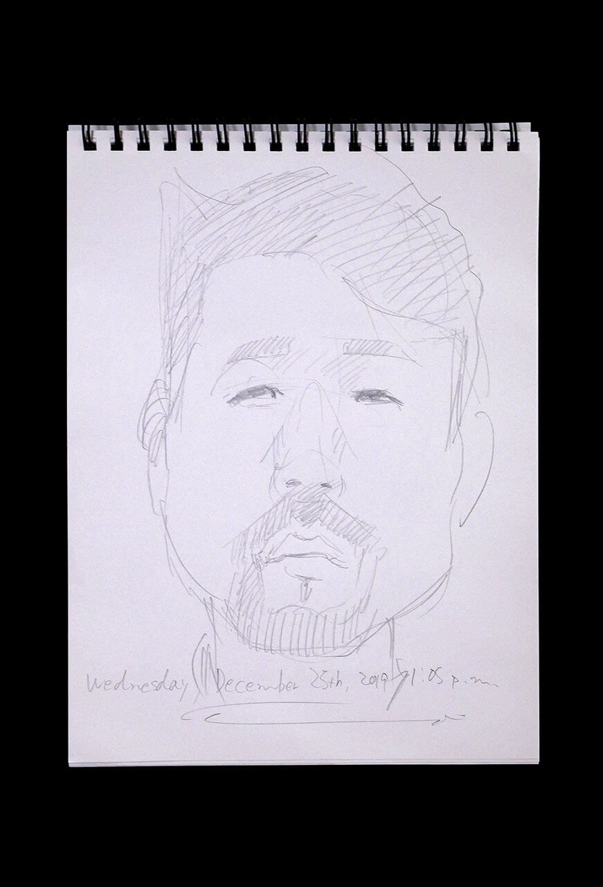 Contemporary artist SHINTAKU Tomoni's 2019/12/25 Self-portrait or pencil drawing