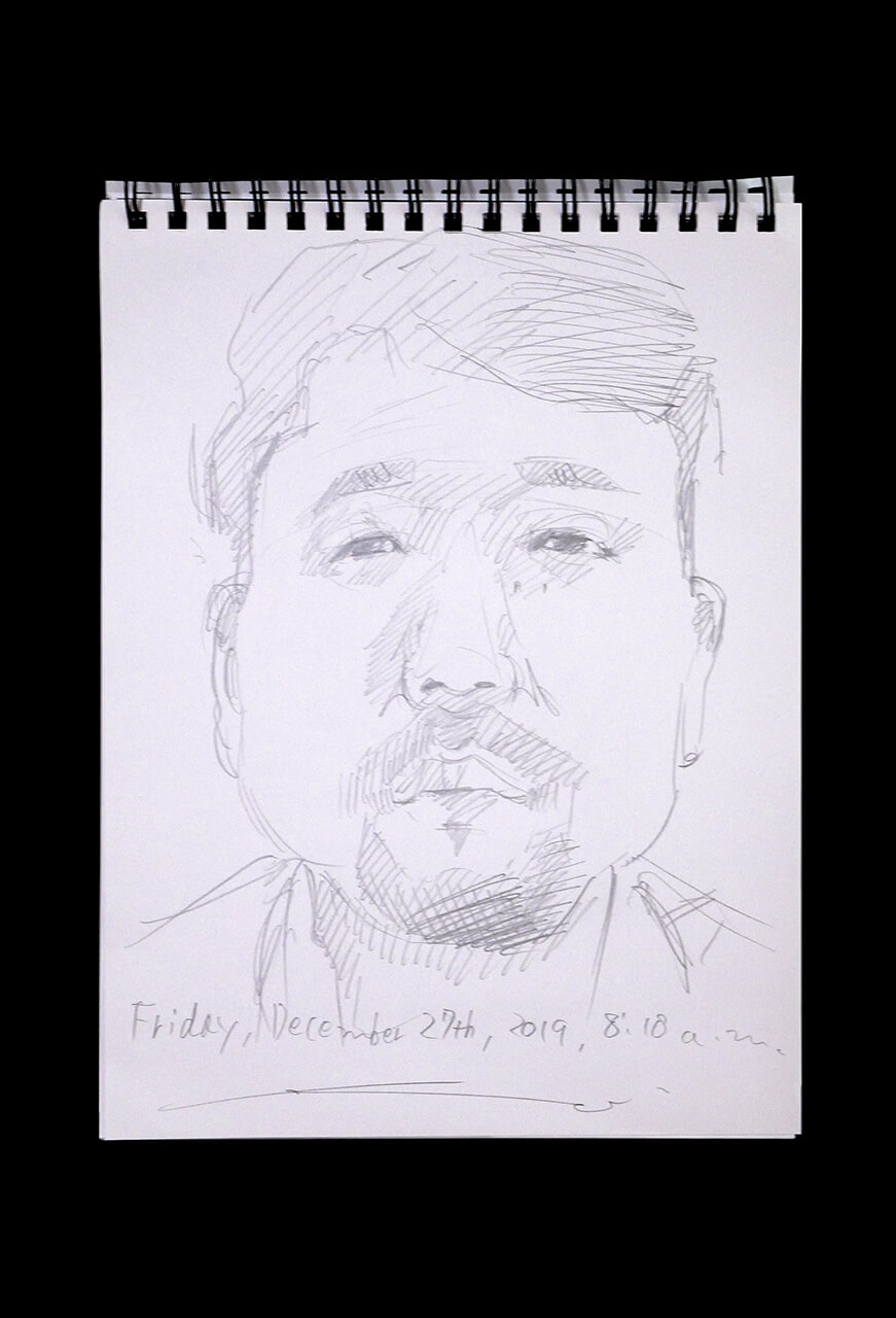 Contemporary artist SHINTAKU Tomoni's 2019/12/27 Self-portrait or pencil drawing