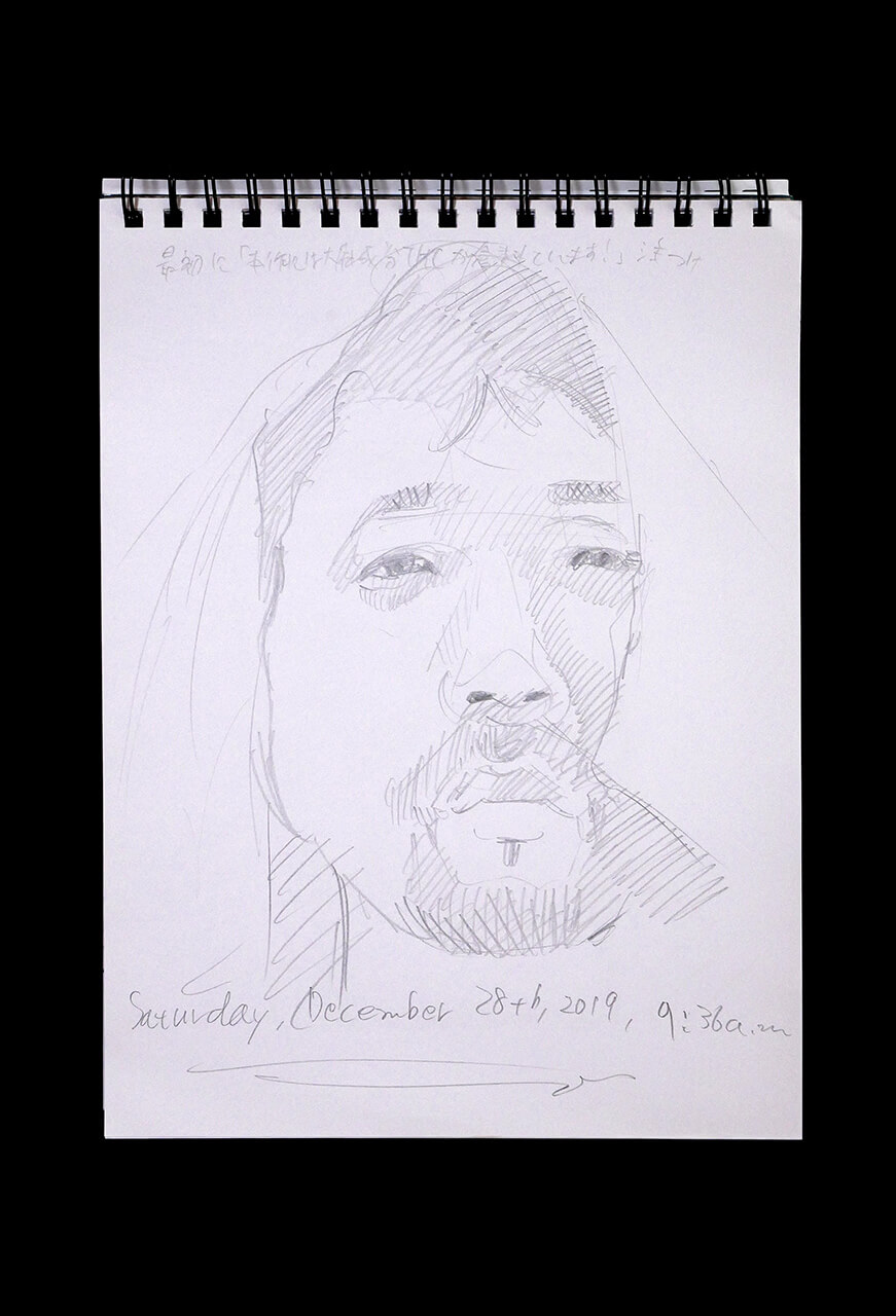 Contemporary artist SHINTAKU Tomoni's 2019/12/28 Self-portrait or pencil drawing