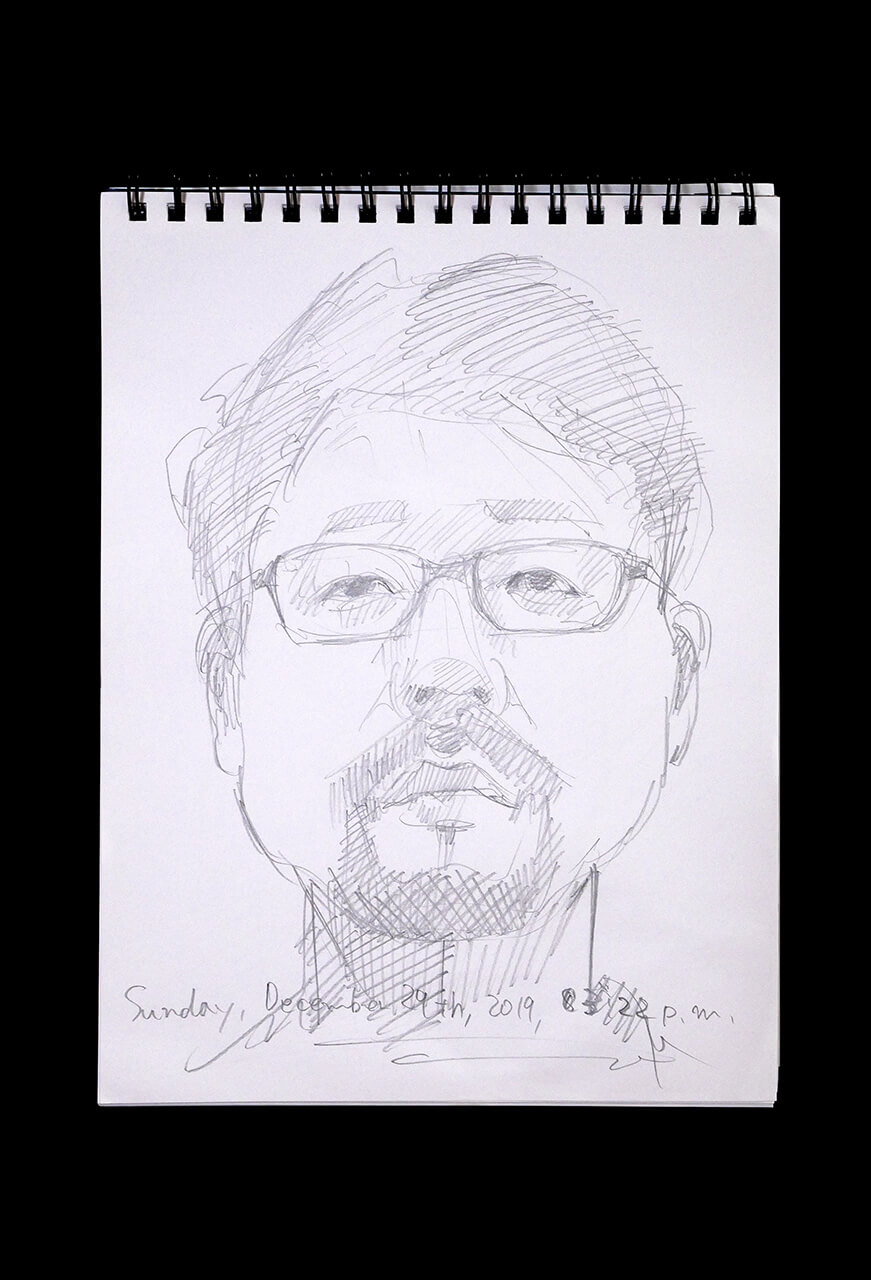 Contemporary artist SHINTAKU Tomoni's 2019/12/29 Self-portrait or pencil drawing