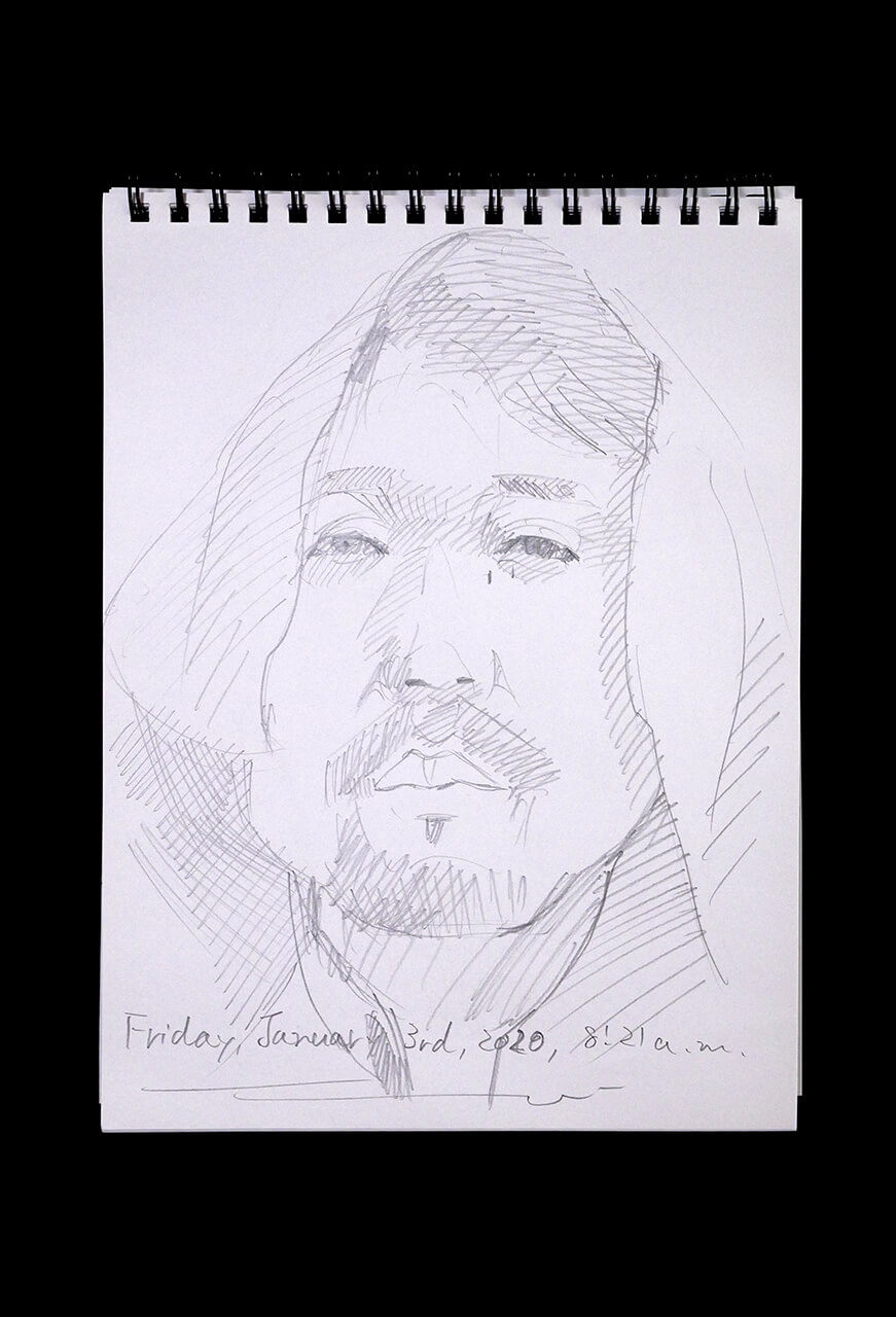 Contemporary artist SHINTAKU Tomoni's 2020/1/3 Self-portrait or pencil drawing