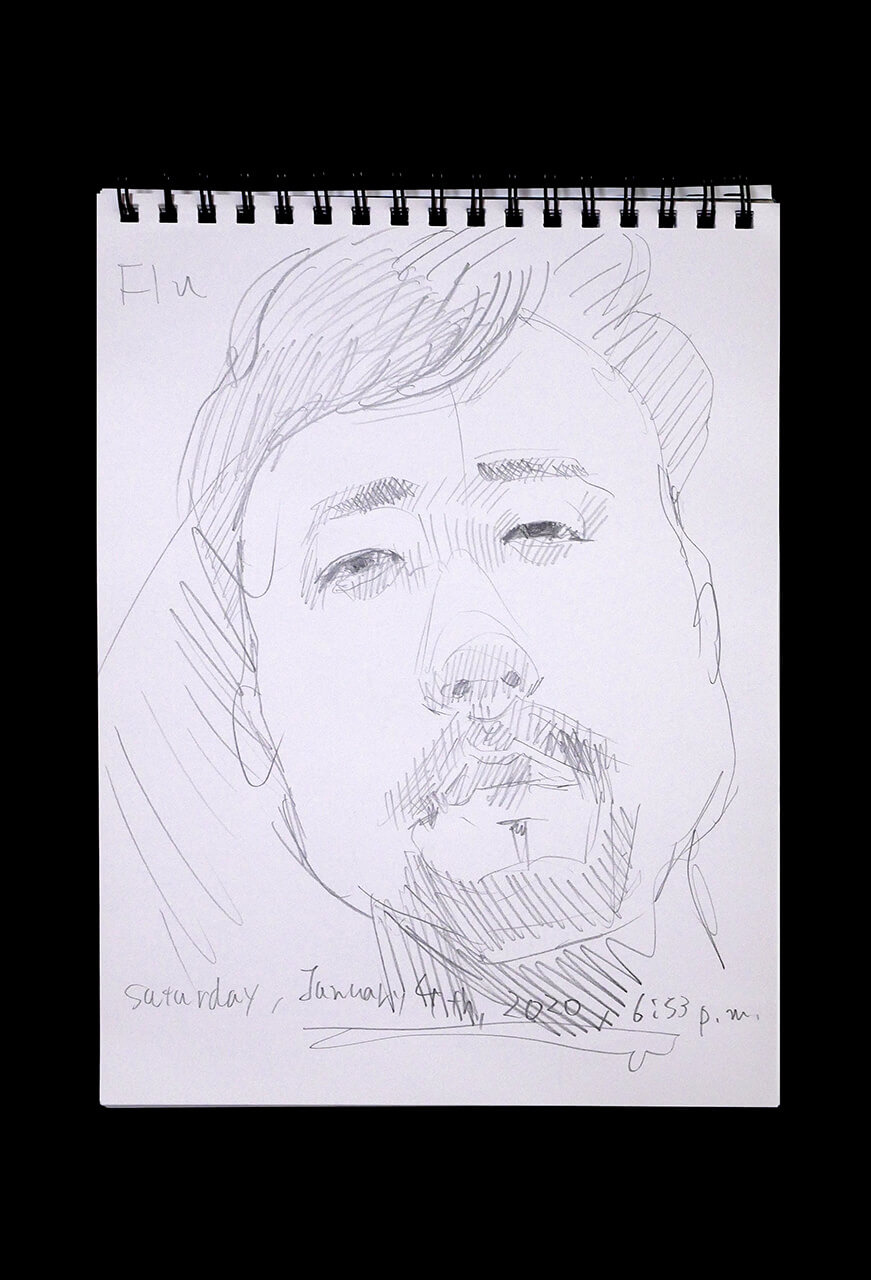 Contemporary artist SHINTAKU Tomoni's 2020/1/4 Self-portrait or pencil drawing