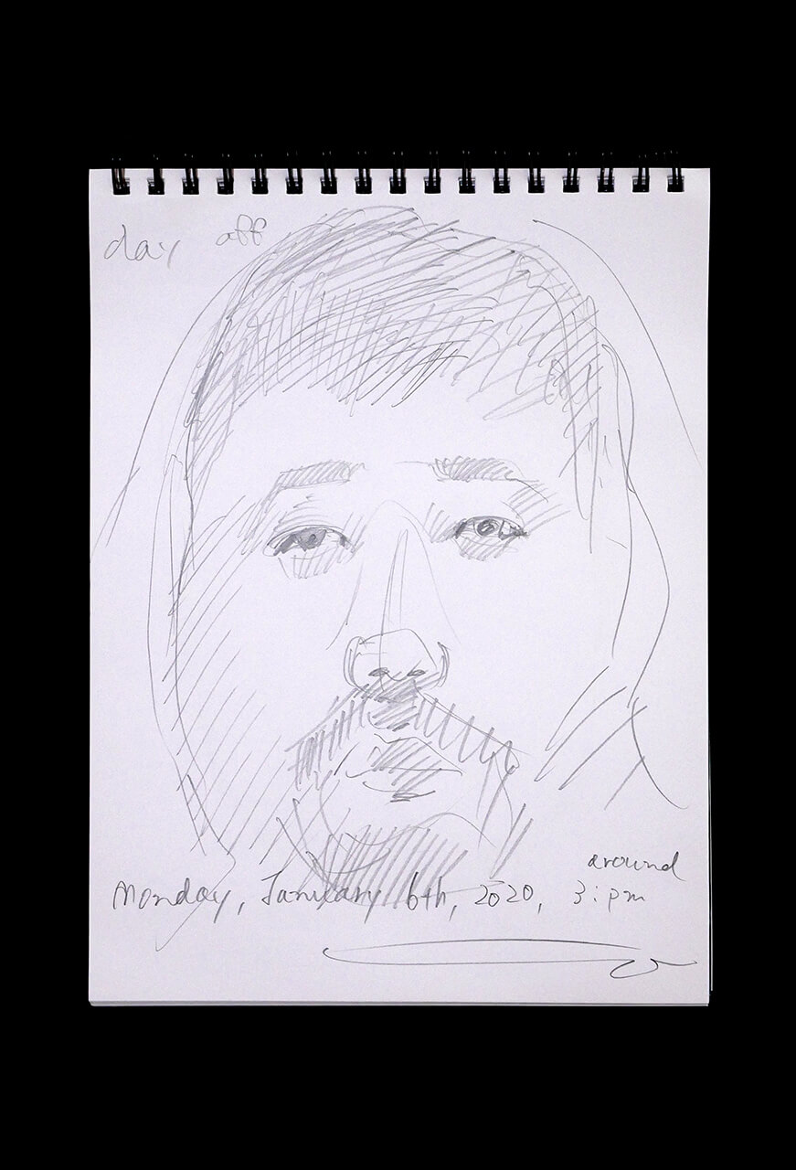 Contemporary artist SHINTAKU Tomoni's 2020/1/6 Self-portrait or pencil drawing