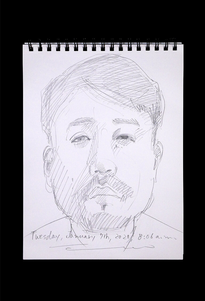 Contemporary artist SHINTAKU Tomoni's 2020/1/7 Self-portrait or pencil drawing