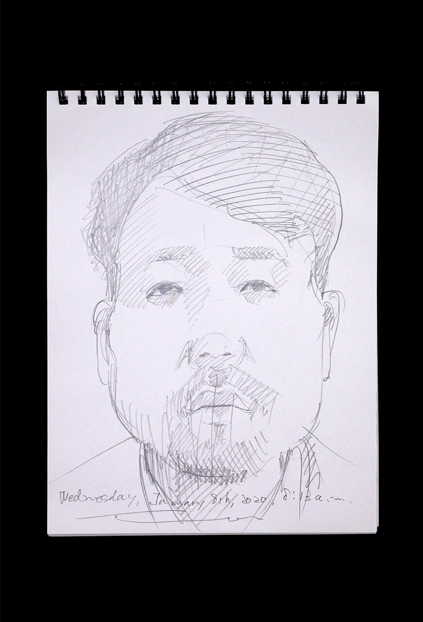 Contemporary artist SHINTAKU Tomoni's 2020/1/8 Self-portrait or pencil drawing